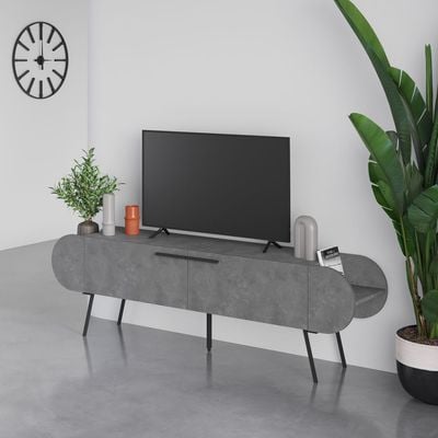 Mourah Capsule Tv Stand Up To 65 Inches With Storage - Retro Grey - 2 Years Warranty