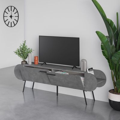 Mourah Capsule Tv Stand Up To 65 Inches With Storage - Retro Grey - 2 Years Warranty