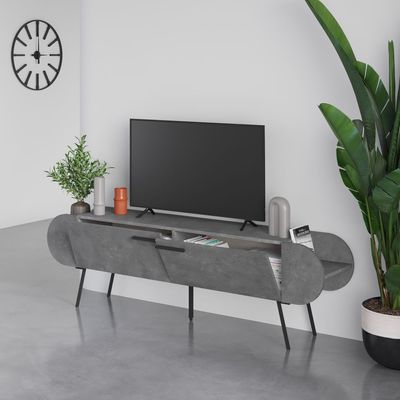 Capsule TV Stand Up To 65 Inches With Storage - Retro Grey - 2 Years Warranty