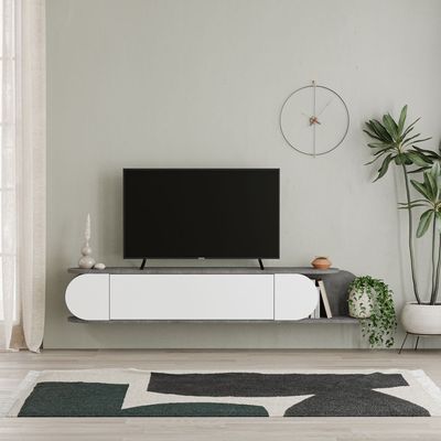 Mourah Tone Tv Stand Up To 65 Inches With Storage - Retro Grey/White - 2 Years Warranty