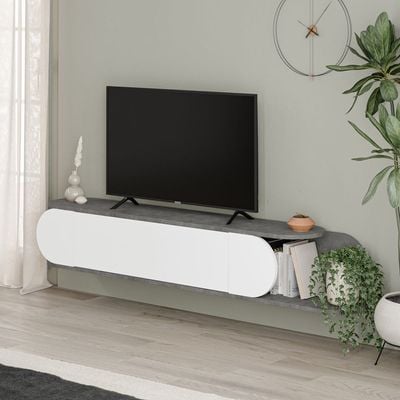 Mourah Tone Tv Stand Up To 65 Inches With Storage - Retro Grey/White - 2 Years Warranty