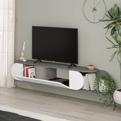 Mourah Tone Tv Stand Up To 65 Inches With Storage - Retro Grey/White - 2 Years Warranty