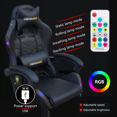 Mahmayi Black HYG-01LED LED Gaming Chair, Ergonomically Designed with RGB Lights with Adjustable Brightness, Finest Reclining Feature & Power Support USB Gaming Chairs