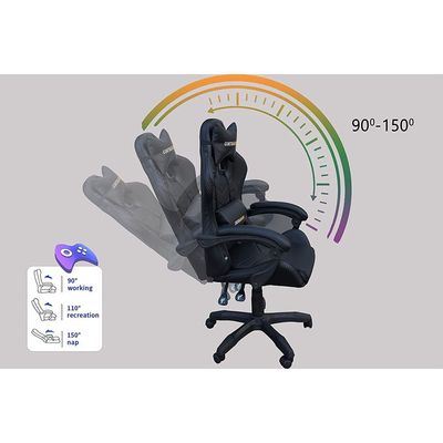 Mahmayi Black HYG-01LED LED Gaming Chair, Ergonomically Designed with RGB Lights with Adjustable Brightness, Finest Reclining Feature & Power Support USB Gaming Chairs