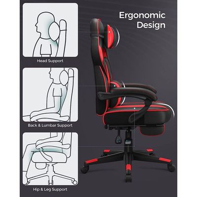 Songmics Black and Red Obg73Brv1 Modern Gaming Chairs for Playstation, Office, Gaming Station, Home, Study Room by Mahmayi