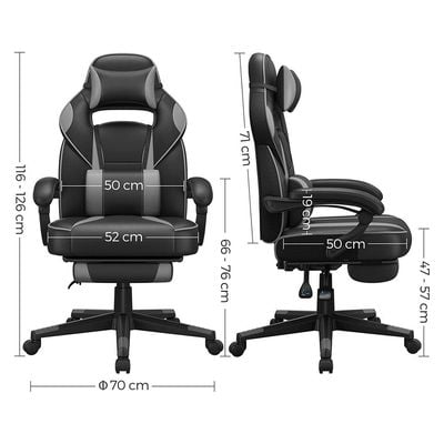 Songmics Black and Grey OBG073B03 Stylish Gaming Chairs for Playstation, Office, Gaming Station, Home, Study Room by Mahmayi