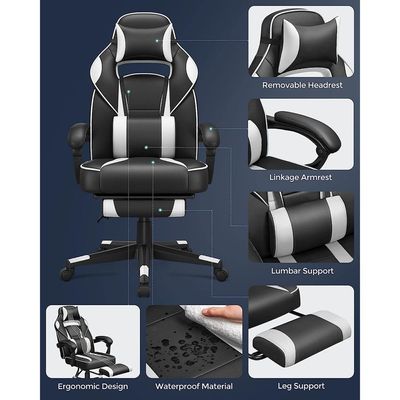 Songmics Black and White OBG73BW Advanced Gaming Chairs for Playstation, Office, Gaming Station, Home, Study Room by Mahmayi