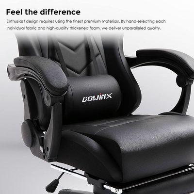 Dowinx Gaming Chair Ergonomic Office Recliner for Computer with Massage Lumbar Support, Racing Style Armchair PU Leather E-Sports Gamer Chairs with Retractable Footrest (Black)