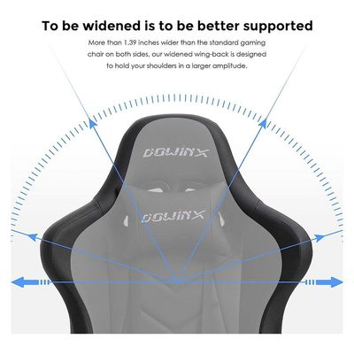 Dowinx Gaming Chair Ergonomic Office Recliner for Computer with Massage Lumbar Support, Racing Style Armchair PU Leather E-Sports Gamer Chairs with Retractable Footrest (Black)