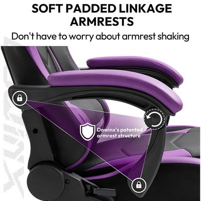 Dowinx Gaming Chair Ergonomic Racing Style Recliner with Massage Lumbar Support, Office Armchair for Computer PU Leather E-Sports Gamer Chairs with Retractable Footrest (Black&Purple)