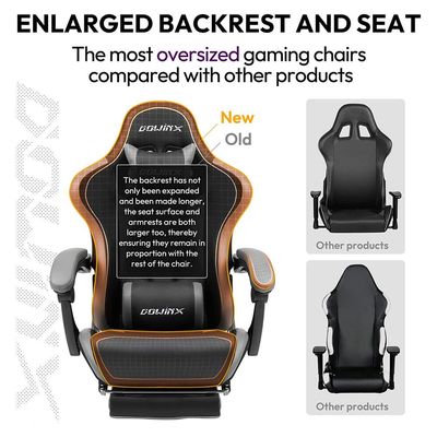 Dowinx Gaming Chair Ergonomic Racing Style Recliner with Massage Lumbar Support, Office Armchair for Computer PU Leather E-Sports Gamer Chairs with Retractable Footrest (Black&Purple)