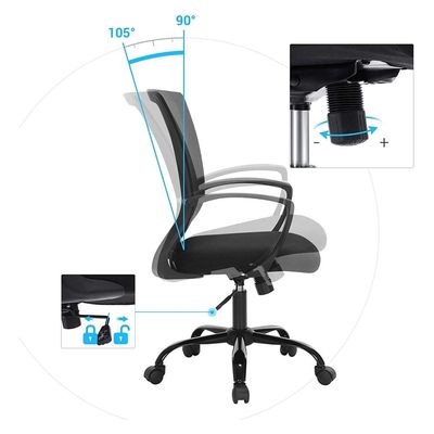 Mahmayi Black OBN22BK Height-Adjustable Mid-Back Mesh Chairs for Office, Conference, Home, Living Room