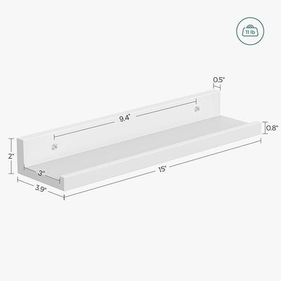 Songmics Wall Shelves Set of 3, Floating Shelves Ledge 15-inch Long, Picture Shelving Ledge Modern Design Storage, MDF White ULWS38WT by Mahmayi