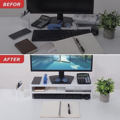 Mahmayi White MSR-WHT Monitor Stand Riser for Laptop Computer/TV/PC/Printer, Multifunctional Systems