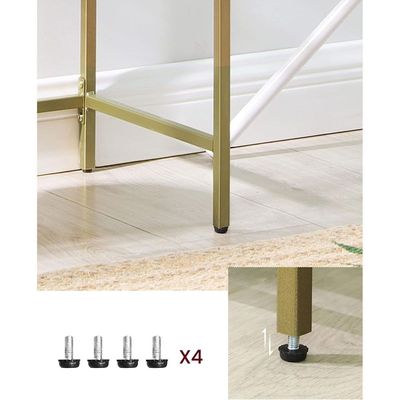 Mahmayi Console Table, Tempered Glass Table, Modern Sofa or Entryway Table, Metal Frame, Sturdy, Adjustable Feet, for Living Room, Hallway, Golden LGT26G