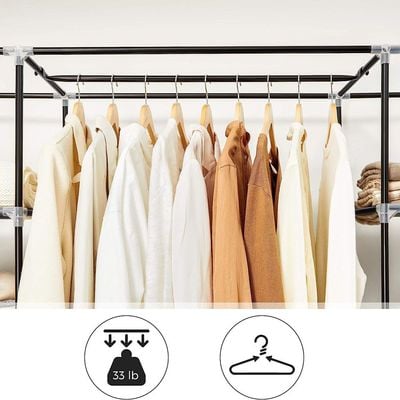Mahmayi 59" Portable Clothes Closet Wardrobe Storage Organizer with Non-Woven Fabric, Quick and Easy to Assemble, Extra Strong and Durable, Black ULSF03H