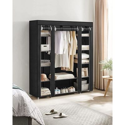 Songmics 59" Portable Clothes Closet Wardrobe Storage Organizer with Non-Woven Fabric, Quick and Easy to Assemble, Extra Strong and Durable, Black ULSF03H by Mahmayi