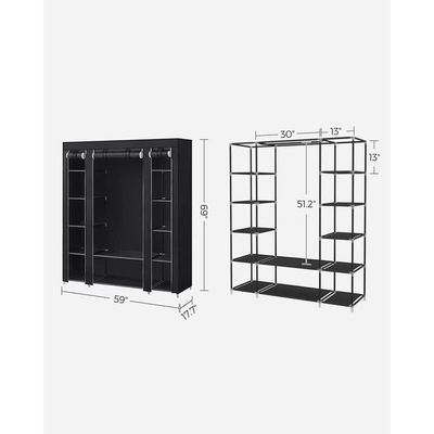 Songmics 59" Portable Clothes Closet Wardrobe Storage Organizer with Non-Woven Fabric, Quick and Easy to Assemble, Extra Strong and Durable, Black ULSF03H by Mahmayi