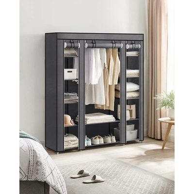 Mahmayi 59 Inch Closet Organizer Wardrobe Closet Portable Closet shelves, Closet Storage Organizer with Non-woven Fabric, Quick and Easy to Assemble, Extra Strong and Durable, Gray ULSF03G