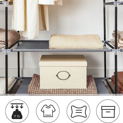 Songmics 59 Inch Closet Organizer Wardrobe Closet Portable Closet shelves, Closet Storage Organizer with Non-woven Fabric, Quick and Easy to Assemble, Extra Strong and Durable, Gray ULSF03G by Mahmayi