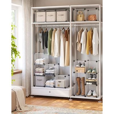 Songmics Cube Storage Organizer, 16-Cube Book Shelf, Closet Organizers and Storage, Room Organization, Cube Shelving for Bedroom Living Room, 12.2 x 48.4 x 48.4 Inches, White ULPC44L by Mahmayi