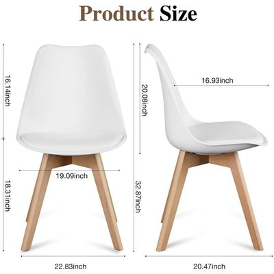 Mahmayi Mid Century Modern DSW Dining Chair with Wood Legs for Kitchen, Living Dining Room, Ultimate Eames Style Retro White Cushion Chair, Set of 1