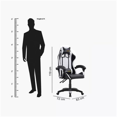 Mahmayi TJ HYG-01 Gaming Chair PU Leatherette High Back Ergonomic Swivel, Tilt Tension Adjustment, Gaming Seat for Professionals (Black/White)