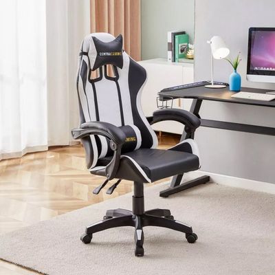 Mahmayi TJ HYG-01 Gaming Chair PU Leatherette High Back Ergonomic Swivel, Tilt Tension Adjustment, Gaming Seat for Professionals (Black/White)