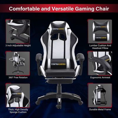 كرسي ألعاب ContraGaming من Mahmayi TJ HYG-02 مزود بمسند للقدمين وجلد صناعي