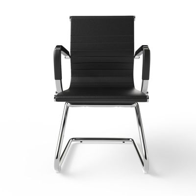 Mahmayi UT-C031V Visitors Chair, Waiting Room & Reception PU Chair, Padding Seat Ergonomic Executive Chair Fixed Armrest Chair Home Office Chair, Durable Base Visitor Armchair Black