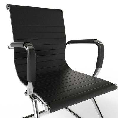 Mahmayi UT-C031V Visitors Chair, Waiting Room & Reception PU Chair, Padding Seat Ergonomic Executive Chair Fixed Armrest Chair Home Office Chair, Durable Base Visitor Armchair Black