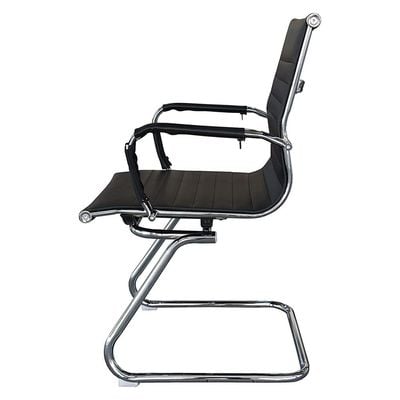 Mahmayi UT-C031V Visitors Chair, Waiting Room & Reception PU Chair, Padding Seat Ergonomic Executive Chair Fixed Armrest Chair Home Office Chair, Durable Base Visitor Armchair Black