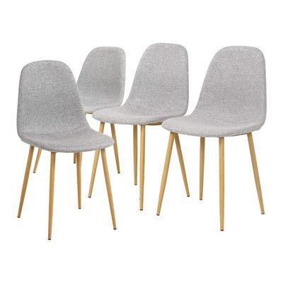 Mahmayi Dining Chairs Set Of 4 - Mid Century Dining Room Chairs Modern Accent Chairs For Kitchen Living Room - Light Grey - Stylish Comfortable Seating for 4 Guests