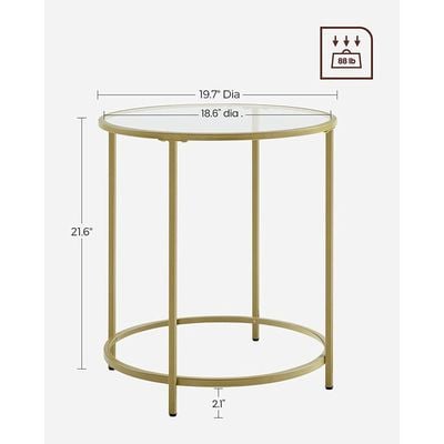 Vasagle LGT20G Rustic Brown Glass Side Table for Living Room - Elegant and Functional Furniture Accent Piece by Mahmayi