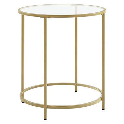 Vasagle LGT20G Rustic Brown Glass Side Table for Living Room - Elegant and Functional Furniture Accent Piece by Mahmayi