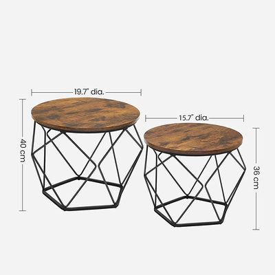 Vasagle Coffee End Table Set Of 2, End Table with Steel Frame, For Living Room, Bedroom, Office, Rustic Brown And Black Ulet040B01 by Mahmayi