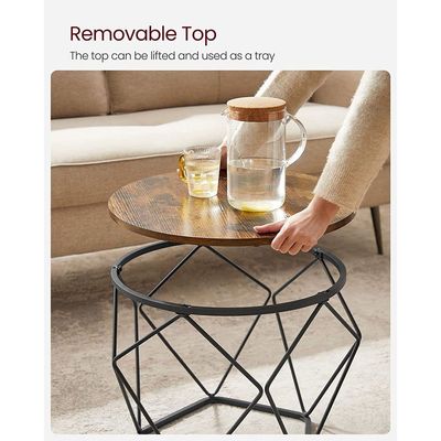 Vasagle Coffee End Table Set Of 2, End Table with Steel Frame, For Living Room, Bedroom, Office, Rustic Brown And Black Ulet040B01 by Mahmayi