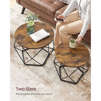 Vasagle Coffee End Table Set Of 2, End Table with Steel Frame, For Living Room, Bedroom, Office, Rustic Brown And Black Ulet040B01 by Mahmayi