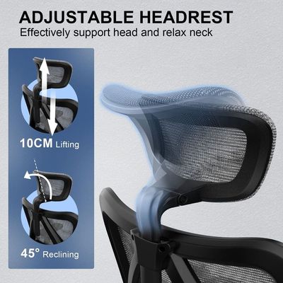 Sihoo Ergonomic Adjustable Office Chair With 3D Arm Rests And Lumbar Support - High Back With Breathable Mesh - Mesh Seat Cushion - Adjustable Head & Reclines Grey by Mahmayi