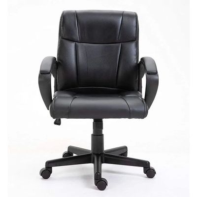 Mahmayi Ergonomic PU Chair with Adjustable Seat Height, Quick Tilt, Lumbar Support, 360-Degree Mobility - Ideal for Comfort and Productivity in Your Workspace- Office Home Computer Workstation (Black)