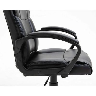 Mahmayi Ergonomic PU Chair with Adjustable Seat Height, Quick Tilt, Lumbar Support, 360-Degree Mobility - Ideal for Comfort and Productivity in Your Workspace- Office Home Computer Workstation (Black)