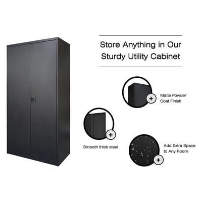 Mahmayi Victory Steel Japan OEM 3 Shelves Steel Filing Cupboard, Office Organizer Storage Solution, Includes Lock with 2 Keys, Metal Cabinet for Documents, Supplies and Hanging Files (BLACK)