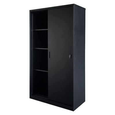 Mahmayi Victory Steel Japan Full HT Steel Door Sliding Door Filing Cabinet, Versatile for Home and Office Bookshelf or Cupboard - Black