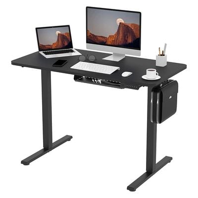 Flexispot E1 Height Adjustable Electric Standing Desk with Desktop Two-Stage Heavy Duty Steel Stand up (Black Frame+ Black Desktop) by Mahmayi