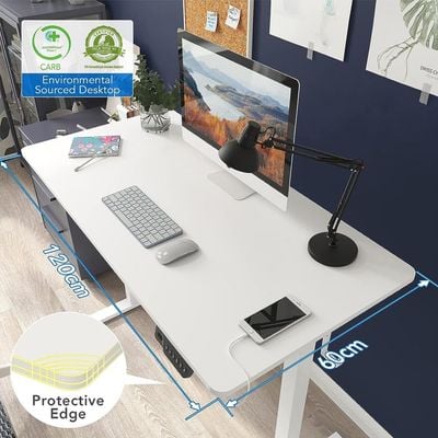 Flexispot Basic Plus Electric Height-Adjustable Desk with Charging Sockets with Table Top, 2-Way Telescope, Sitting & Standing Desk with Memory Control by Mahmayi