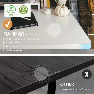 مكتب Mahmayi Basic Plus كهربائي قابل لضبط الارتفاع مع مقابس شحن مع سطح طاولة، وتلسكوب ثنائي الاتجاه، ومكتب للجلوس والوقوف مع التحكم في الذاكرة