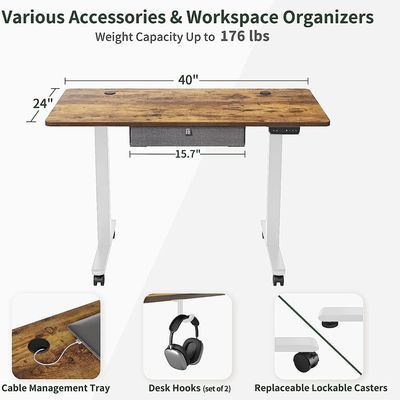 Mahmayi Contemporary ZCD-28WA Dark Walnut Standing Desk with Adjustable Legs, Sturdy Anti-Rust Steel Frames for Home, Office, Living Room, Workstation