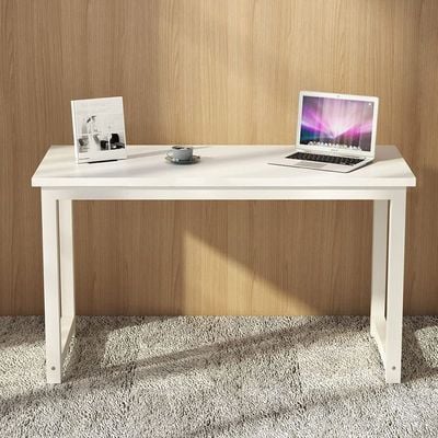 Mahmayi Stylish ZCD-25W White Computer Desk with Adjustable Leg Pads, Sturdy Anti-Rust Steel Frames for Home, Office, Living Room, Workstation