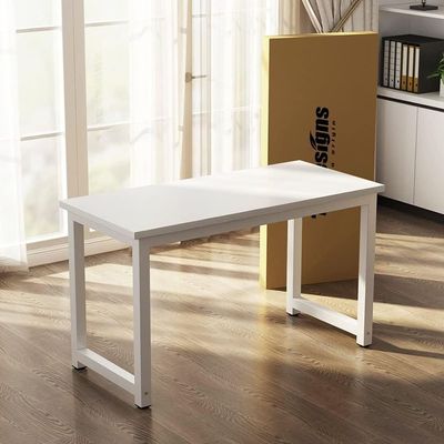 Mahmayi Crafted ZCD-24W White Computer Desk with Adjustable Leg Pads, Sturdy Anti-Rust Steel Frames for Home, Office, Living Room, Workstation 100x60cm