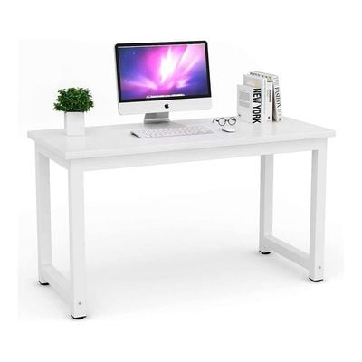 Mahmayi Crafted ZCD-24W White Computer Desk with Adjustable Leg Pads, Sturdy Anti-Rust Steel Frames for Home, Office, Living Room, Workstation 100x60cm